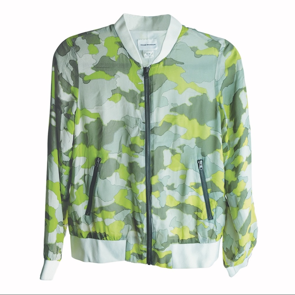 CLUB MONACO SILK BOMBER JACKET